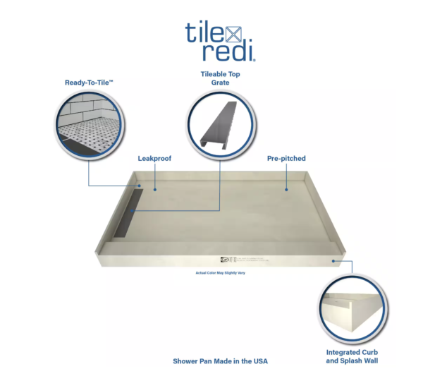 Tile Trough Tile Redi WonderFall Trench 32 in. x 48 in. Single Threshold Shower ...