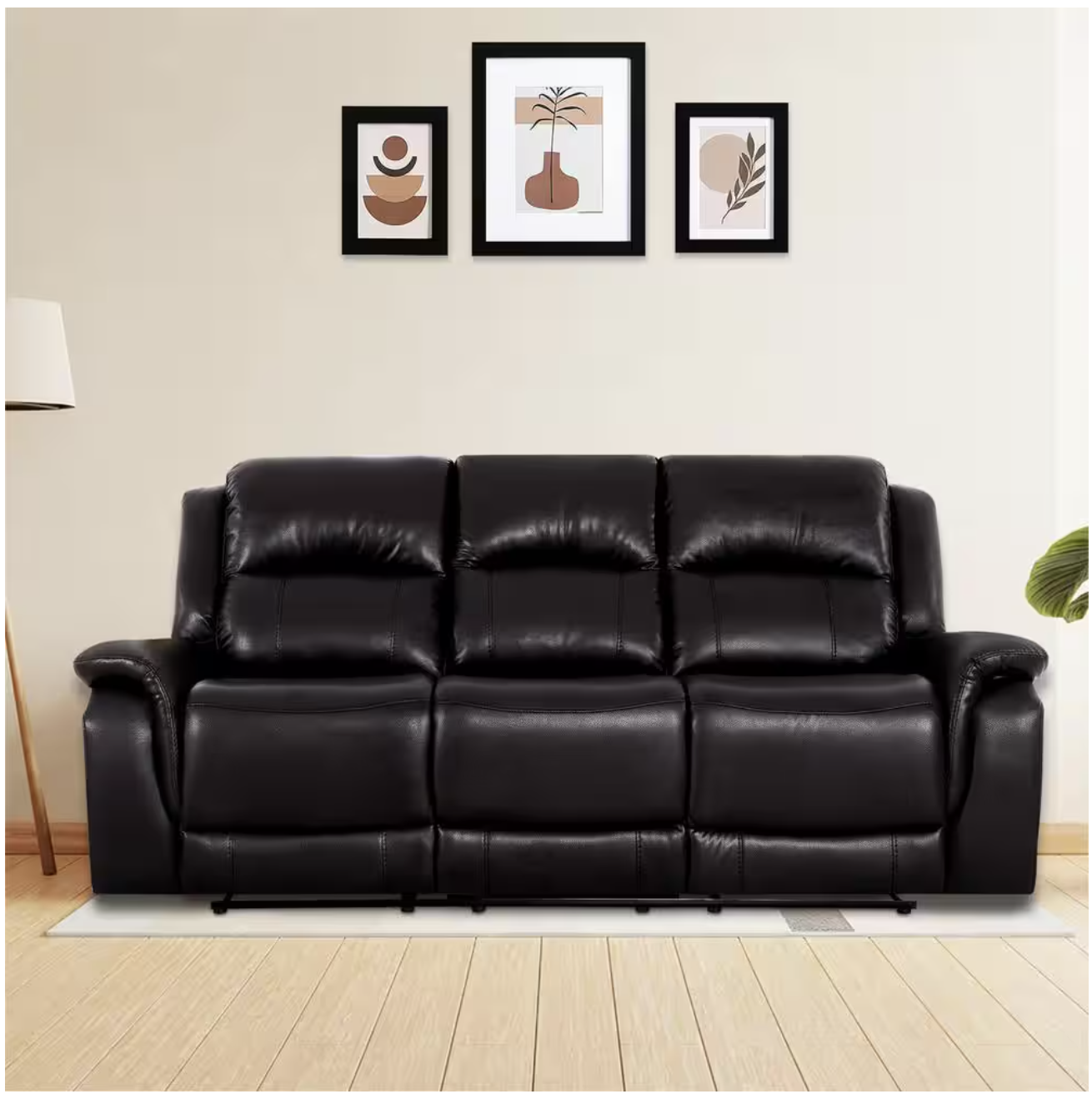 Rectangle Rocking Sofa HOMESTOCK 85.82 in. D Rolled Arm Faux Leather Rectangle Push Back ...